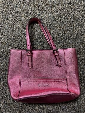 GUESS Metallic Magenta Tote Bag